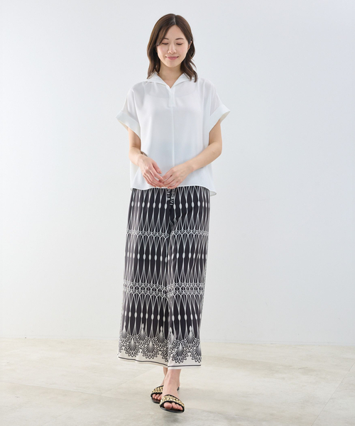 NARACAMICIE（ナラカミーチェ）の「【NARACAMICIE】半袖セーラーカラーブラウス（シャツ/ブラウス・レディース・ホワイト/ブラック・M）」の4枚目の写真