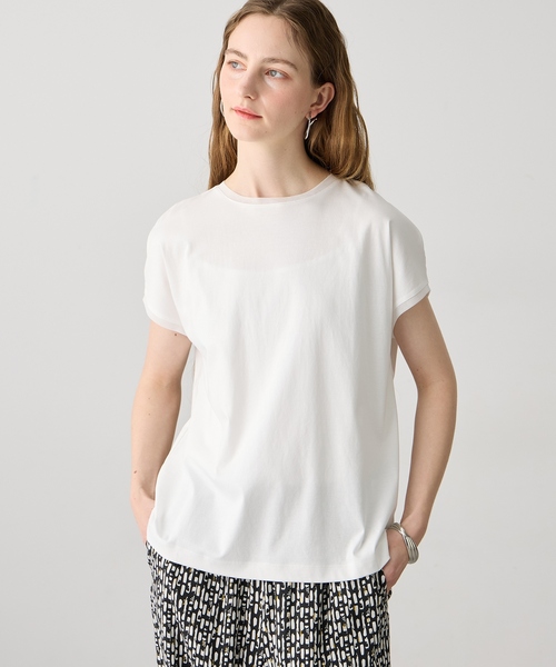 LE SOUK HOLIDAY(ルスークホリデー)の「チュールネックスムースTシャツ【接触冷感・吸水速乾】(Tシャツ/カットソー・レディース・ライトグリーン/オフホワイト/チャコールグレー/サックスブルー・M/L)」の16枚目の写真