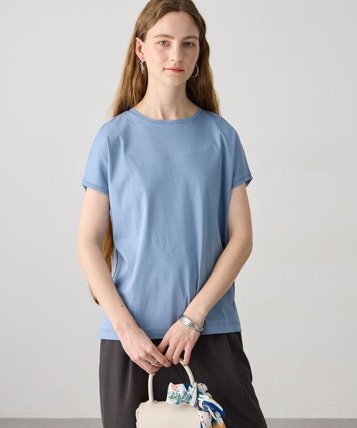 LE SOUK HOLIDAY(ルスークホリデー)の「チュールネックスムースTシャツ【接触冷感・吸水速乾】(Tシャツ/カットソー・レディース・ライトグリーン/オフホワイト/チャコールグレー/サックスブルー・M/L)」の20枚目の写真