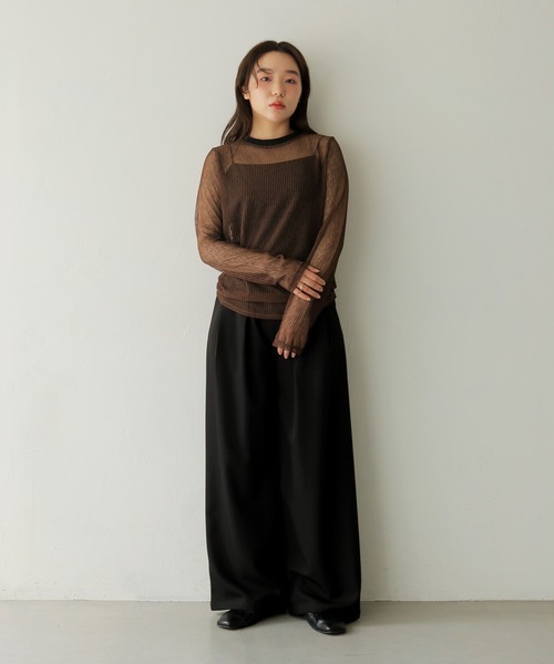 cheriella(シェリエラ)の「【cheriella】シアーストライプトップス SHEER STRIPE TOP(Tシャツ/カットソー・レディース・ブラック/ブラウン/ベージュ・FREE)」の22枚目の写真