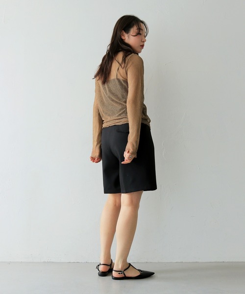 cheriella(シェリエラ)の「【cheriella】シアーストライプトップス SHEER STRIPE TOP(Tシャツ/カットソー・レディース・ブラック/ブラウン/ベージュ・FREE)」の7枚目の写真