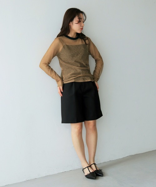 cheriella(シェリエラ)の「【cheriella】シアーストライプトップス SHEER STRIPE TOP(Tシャツ/カットソー・レディース・ブラック/ブラウン/ベージュ・FREE)」の9枚目の写真