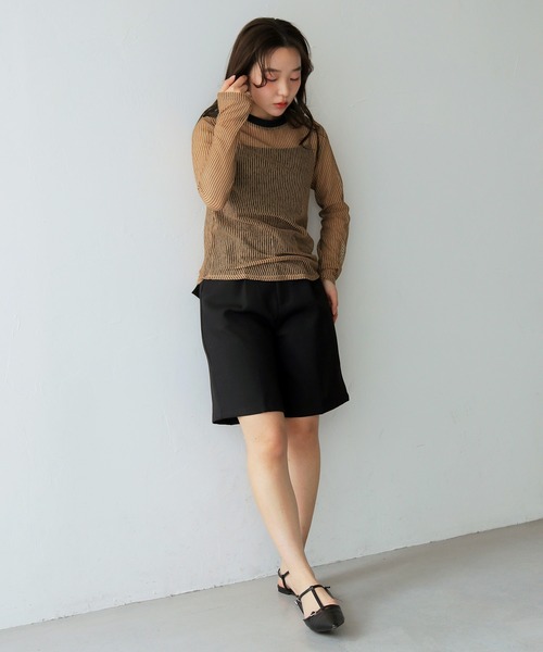 cheriella(シェリエラ)の「【cheriella】シアーストライプトップス SHEER STRIPE TOP(Tシャツ/カットソー・レディース・ブラック/ブラウン/ベージュ・FREE)」の10枚目の写真