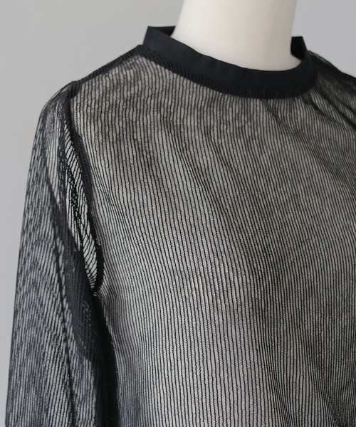 cheriella(シェリエラ)の「【cheriella】シアーストライプトップス SHEER STRIPE TOP(Tシャツ/カットソー・レディース・ブラック/ブラウン/ベージュ・FREE)」の15枚目の写真