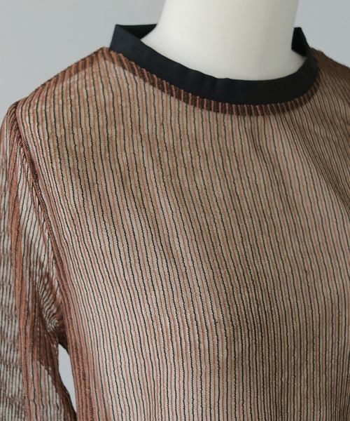 cheriella(シェリエラ)の「【cheriella】シアーストライプトップス SHEER STRIPE TOP(Tシャツ/カットソー・レディース・ブラック/ブラウン/ベージュ・FREE)」の19枚目の写真