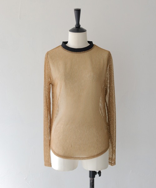 cheriella(シェリエラ)の「【cheriella】シアーストライプトップス SHEER STRIPE TOP(Tシャツ/カットソー・レディース・ブラック/ブラウン/ベージュ・FREE)」の20枚目の写真