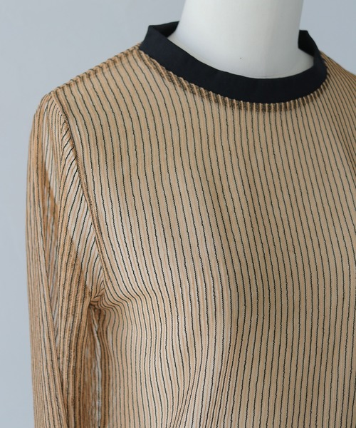 cheriella(シェリエラ)の「【cheriella】シアーストライプトップス SHEER STRIPE TOP(Tシャツ/カットソー・レディース・ブラック/ブラウン/ベージュ・FREE)」の21枚目の写真
