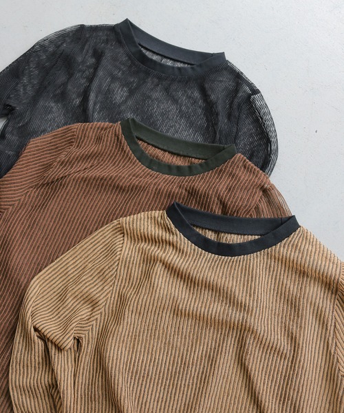 cheriella(シェリエラ)の「【cheriella】シアーストライプトップス SHEER STRIPE TOP(Tシャツ/カットソー・レディース・ブラック/ブラウン/ベージュ・FREE)」の13枚目の写真