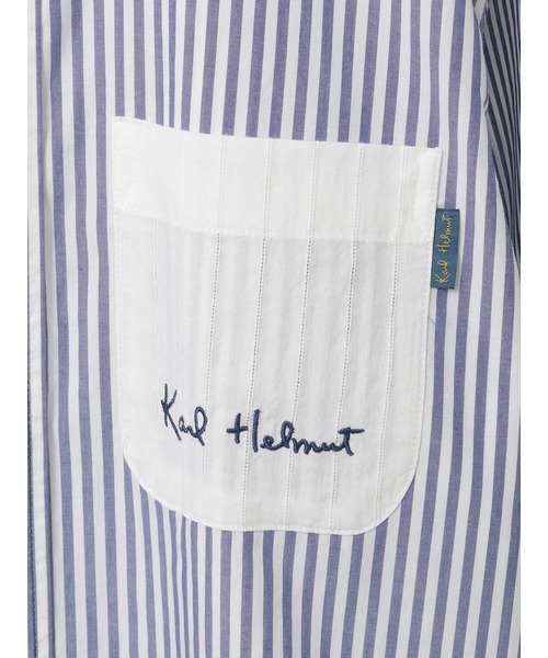 KARL HELMUT(カールヘルム)の「ロゴワンポイント刺繍入りシャツブラウス(シャツ/ブラウス・メンズ・レッド系/ブルー系・LARGE/MEDIUM)」の3枚目の写真