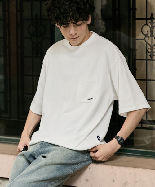 HECT(ヘクト)の「【HECT】One Point Logo Drawstring S/S Pocket Tee / ワンポイントロゴ刺繍 ドロスト 半袖ポケットTシャツ<吸水速乾>(Tシャツ/カットソー・メンズ・ホワイト系/ブラック/モカ/ダークネイビー/ブラック系/ネイビー系/グレー/オフホワイト・M/XL/L)」の2枚目の写真