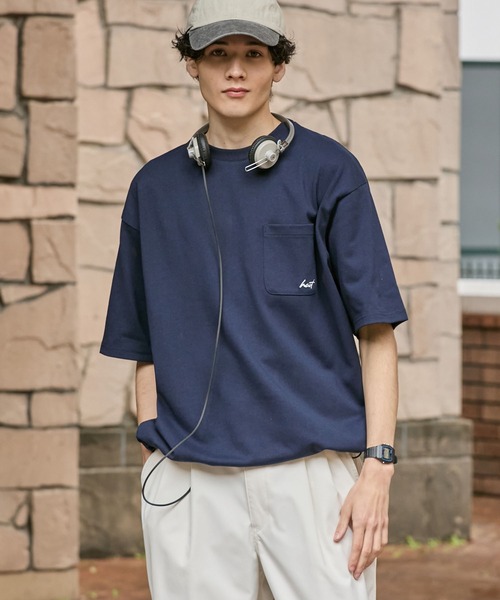 HECT(ヘクト)の「【HECT】One Point Logo Drawstring S/S Pocket Tee / ワンポイントロゴ刺繍 ドロスト 半袖ポケットTシャツ<吸水速乾>(Tシャツ/カットソー・メンズ・ホワイト系/ブラック/モカ/ダークネイビー/ブラック系/ネイビー系/グレー/オフホワイト・M/XL/L)」の7枚目の写真