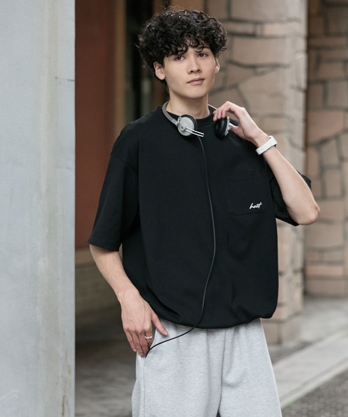 HECT(ヘクト)の「【HECT】One Point Logo Drawstring S/S Pocket Tee / ワンポイントロゴ刺繍 ドロスト 半袖ポケットTシャツ<吸水速乾>(Tシャツ/カットソー・メンズ・ホワイト系/ブラック/モカ/ダークネイビー/ブラック系/ネイビー系/グレー/オフホワイト・M/XL/L)」の22枚目の写真