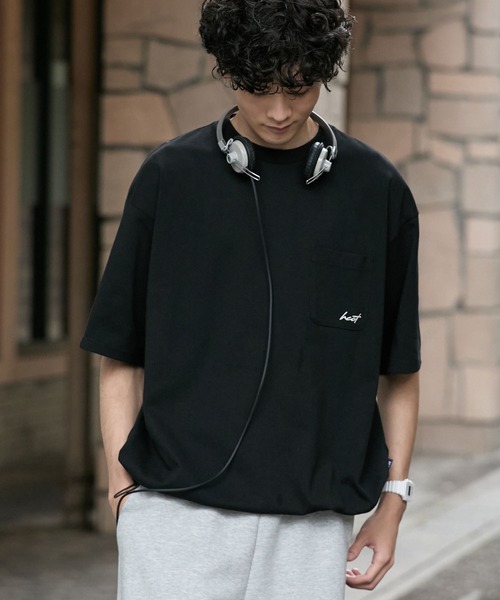 HECT(ヘクト)の「【HECT】One Point Logo Drawstring S/S Pocket Tee / ワンポイントロゴ刺繍 ドロスト 半袖ポケットTシャツ<吸水速乾>(Tシャツ/カットソー・メンズ・ホワイト系/ブラック/モカ/ダークネイビー/ブラック系/ネイビー系/グレー/オフホワイト・M/XL/L)」の22枚目の写真