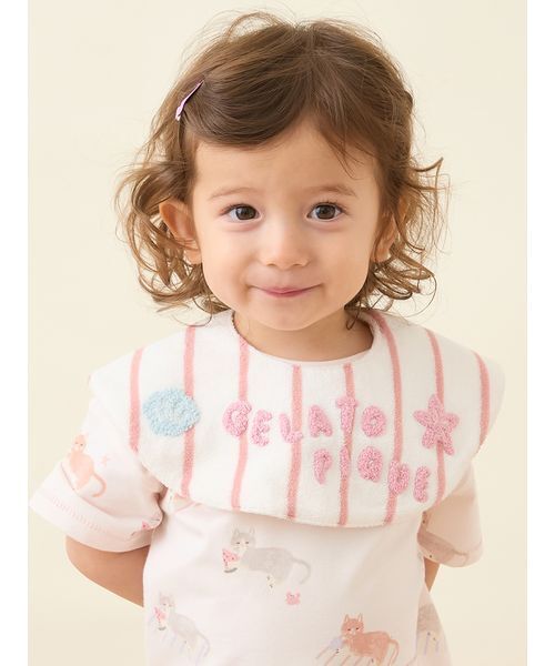 gelato pique(ジェラートピケ)の「【BABY】ストライプパイルスタイ(スタイ/よだれかけ・キッズ・ブルー/ピンク・F)」の1枚目の写真