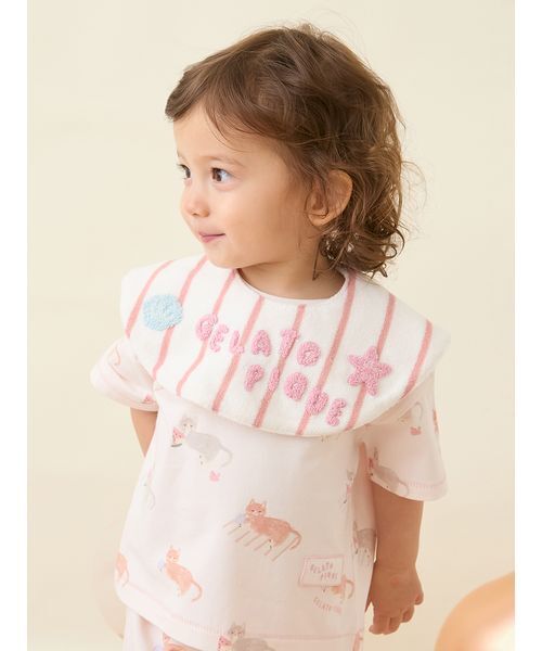 gelato pique(ジェラートピケ)の「【BABY】ストライプパイルスタイ(スタイ/よだれかけ・キッズ・ブルー/ピンク・F)」の5枚目の写真