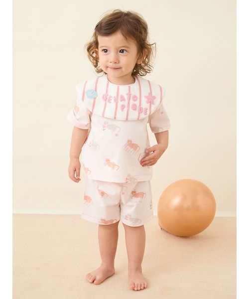 gelato pique(ジェラートピケ)の「【BABY】ストライプパイルスタイ(スタイ/よだれかけ・キッズ・ブルー/ピンク・F)」の6枚目の写真