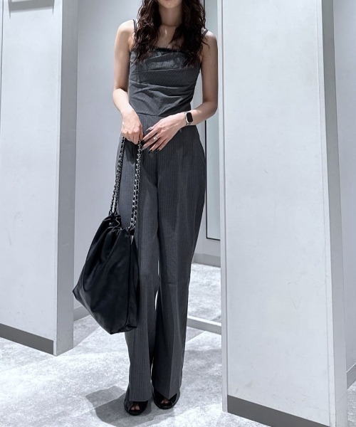 MOUSSY(マウジー)の「TUCKED WAIST BARE オールインワン(つなぎ/オールインワン・レディース・ブルー/グレー系その他/ブラック・2/1)」の22枚目の写真