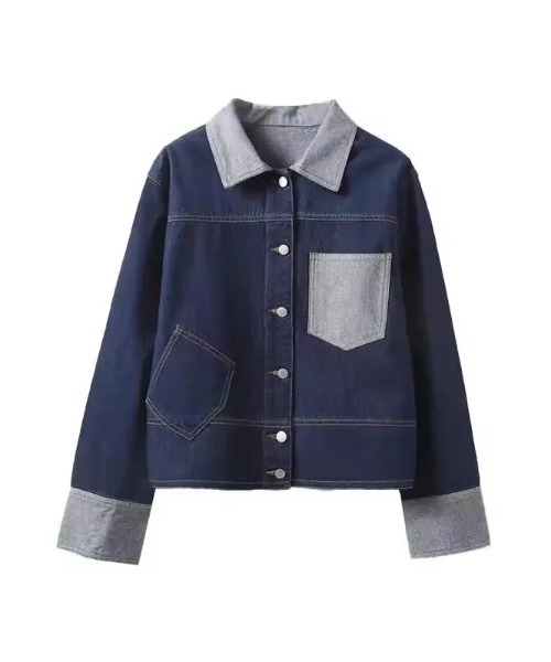 NoBelle(ノベル)の「バイカラーデニムジャケットコート(デニムジャケット・レディース・ブルー・L/M/S)」の3枚目の写真