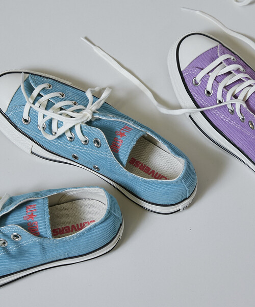 PUBLUX（パブリュクス）の「CONVERSE/コンバース ALL STAR AGED WASHED CORDUROY OX/オールスター エイジド ウォッシュド コーデュロイ  スニーカー[23.0~25.0cm]（スニーカー・レディース・パープル/ターコイズブルー・25.0cm/24.0cm/23.0cm）」の2枚目の写真