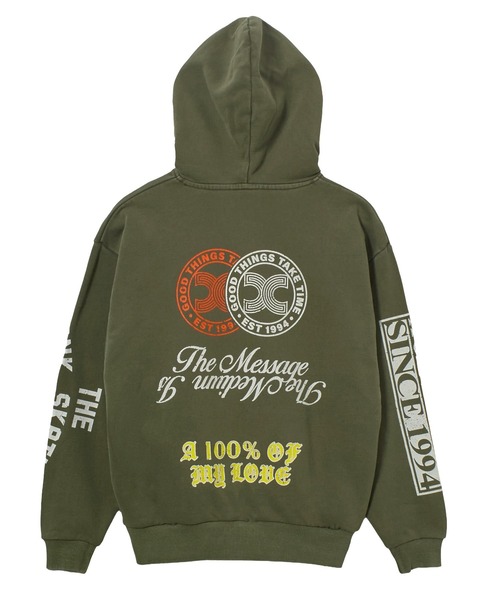 X-girl(エックスガール)の「FADED MIX LOGO SWEAT HOODIE(パーカー・レディース・ブラック/オリーブ/バーガンディー・XL/L/M/S)」の5枚目の写真