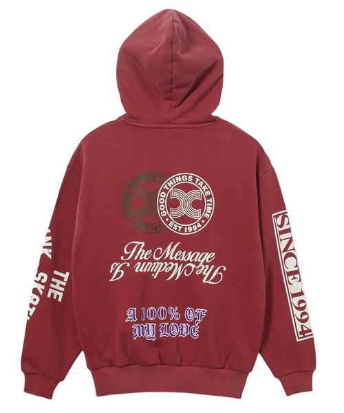 X-girl(エックスガール)の「FADED MIX LOGO SWEAT HOODIE(パーカー・レディース・ブラック/オリーブ/バーガンディー・XL/L/M/S)」の4枚目の写真