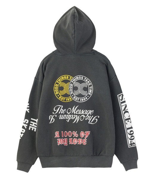 X-girl(エックスガール)の「FADED MIX LOGO SWEAT HOODIE(パーカー・レディース・ブラック/オリーブ/バーガンディー・XL/L/M/S)」の6枚目の写真