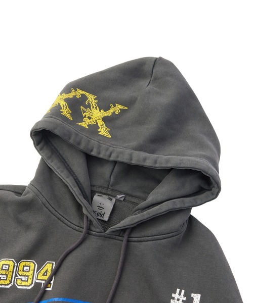 X-girl(エックスガール)の「FADED MIX LOGO SWEAT HOODIE(パーカー・レディース・ブラック/オリーブ/バーガンディー・XL/L/M/S)」の8枚目の写真
