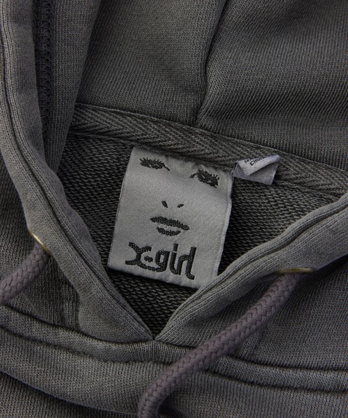 X-girl(エックスガール)の「FADED MIX LOGO SWEAT HOODIE(パーカー・レディース・ブラック/オリーブ/バーガンディー・XL/L/M/S)」の10枚目の写真
