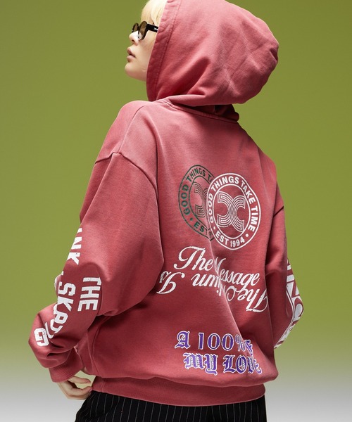 X-girl(エックスガール)の「FADED MIX LOGO SWEAT HOODIE(パーカー・レディース・ブラック/オリーブ/バーガンディー・XL/L/M/S)」の22枚目の写真