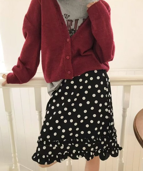 HALEY PESCA(ヘーリーペスカ)の「HALEY PESCA/ドットフリル ミドル丈スカート(スカート・レディース・ホワイト/ブラック・FREE)」の13枚目の写真