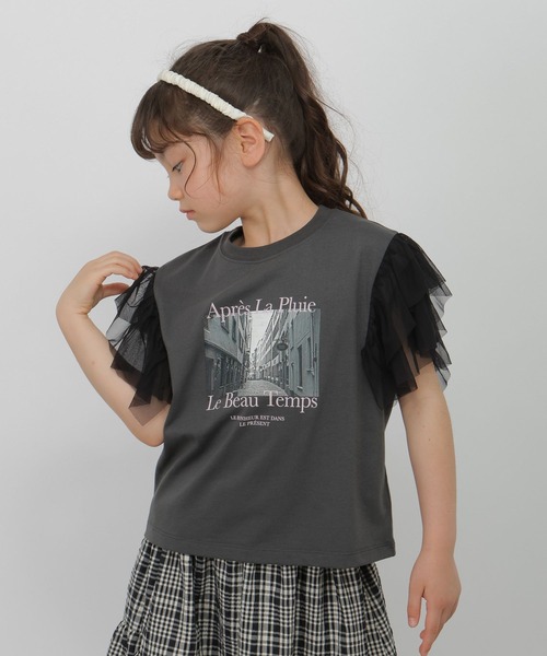 GLOBAL WORK(グローバルワーク)の「袖シアーフォトT半袖/680412(Tシャツ/カットソー・キッズ・ホワイト/スミクロ/ホワイト系6・130cm/140cm/150cm/160cm)」の3枚目の写真