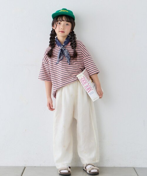 CIAOPANIC TYPY(チャオパニックティピー)の「【KIDS】フラワー刺繍パイピングパンツ(親子おそろい対応):100~150cm(その他パンツ・キッズ・オフホワイト/ブラック・MEDIUM/XX-LARGE/SMALL/LARGE/X-LARGE)」の11枚目の写真