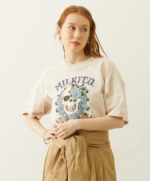 MILKFED.(ミルクフェド)の「SKULL S/S TEE(Tシャツ/カットソー・レディース・ピンク/オフホワイト/ブラック・L/M)」の1枚目の写真