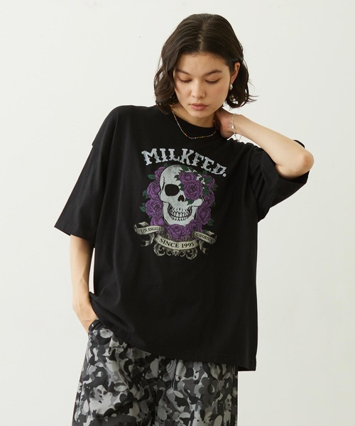 MILKFED.(ミルクフェド)の「SKULL S/S TEE(Tシャツ/カットソー・レディース・ピンク/オフホワイト/ブラック・L/M)」の2枚目の写真