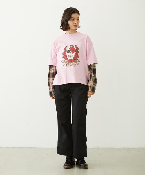 MILKFED.(ミルクフェド)の「SKULL S/S TEE(Tシャツ/カットソー・レディース・ピンク/オフホワイト/ブラック・L/M)」の4枚目の写真