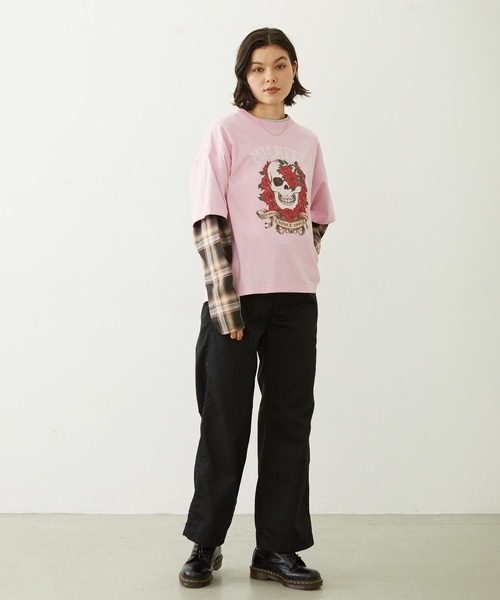 MILKFED.(ミルクフェド)の「SKULL S/S TEE(Tシャツ/カットソー・レディース・ピンク/オフホワイト/ブラック・L/M)」の5枚目の写真
