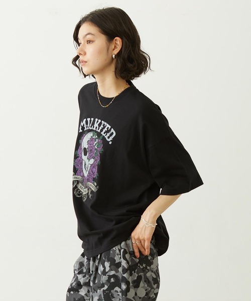 MILKFED.(ミルクフェド)の「SKULL S/S TEE(Tシャツ/カットソー・レディース・ピンク/オフホワイト/ブラック・L/M)」の7枚目の写真