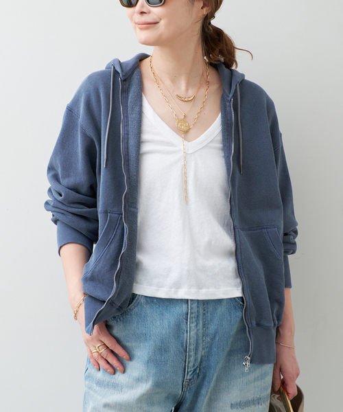 Johnbull（ジョンブル）の「【JOHNBULL/ジョンブル】SWEAT PARKA（パーカー・レディース・ブルー/ベージュ・38）」の7枚目の写真
