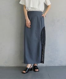 美品 アンジェム レース×レザーブラウス バンドカラー ドッキング グレー 灰色 &g'aime｜アンジェムの通販 - ZOZOTOWN