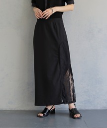【&g'aime 】カーブレース切替タイトスカート Curved Lace Panel Tight Skirt