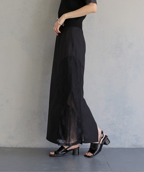 &g'aime（アンジェム）の「【&ｇ'aime 】カーブレース切替タイトスカート　Curved Lace Panel Tight Skirt（スカート・レディース・ブラック/チャコールグレー・FREE）」の20枚目の写真