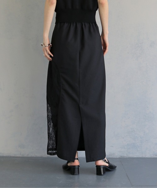 &g'aime（アンジェム）の「【&ｇ'aime 】カーブレース切替タイトスカート　Curved Lace Panel Tight Skirt（スカート・レディース・ブラック/チャコールグレー・FREE）」の21枚目の写真