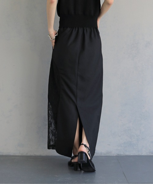 &g'aime（アンジェム）の「【&ｇ'aime 】カーブレース切替タイトスカート　Curved Lace Panel Tight Skirt（スカート・レディース・ブラック/チャコールグレー・FREE）」の22枚目の写真