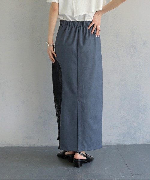 &g'aime（アンジェム）の「【&ｇ'aime 】カーブレース切替タイトスカート　Curved Lace Panel Tight Skirt（スカート・レディース・ブラック/チャコールグレー・FREE）」の7枚目の写真