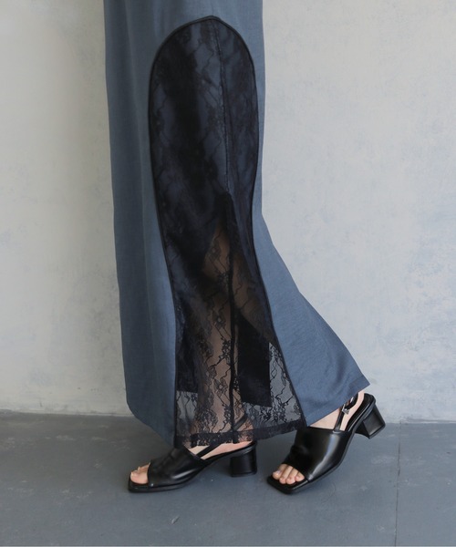 &g'aime（アンジェム）の「【&ｇ'aime 】カーブレース切替タイトスカート　Curved Lace Panel Tight Skirt（スカート・レディース・ブラック/チャコールグレー・FREE）」の10枚目の写真
