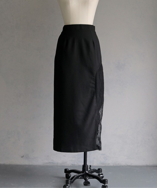 &g'aime（アンジェム）の「【&ｇ'aime 】カーブレース切替タイトスカート　Curved Lace Panel Tight Skirt（スカート・レディース・ブラック/チャコールグレー・FREE）」の18枚目の写真