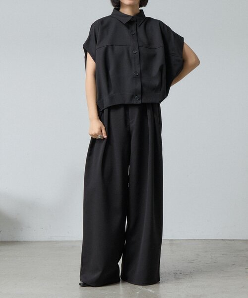 goocy（グーシー）の「【セットアップ対応】クレープデシンコクーンシャツ（シャツ/ブラウス・レディース・ブラック/ブラウン・FREE）」の3枚目の写真