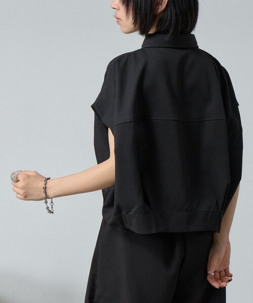 goocy（グーシー）の「【セットアップ対応】クレープデシンコクーンシャツ（シャツ/ブラウス・レディース・ブラック/ブラウン・FREE）」の4枚目の写真