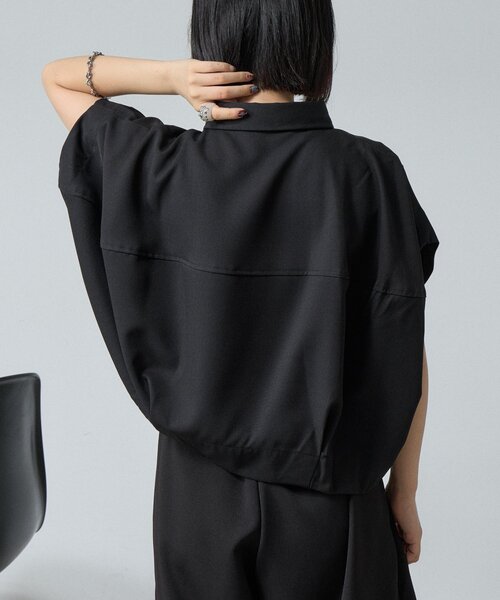 goocy（グーシー）の「【セットアップ対応】クレープデシンコクーンシャツ（シャツ/ブラウス・レディース・ブラック/ブラウン・FREE）」の6枚目の写真