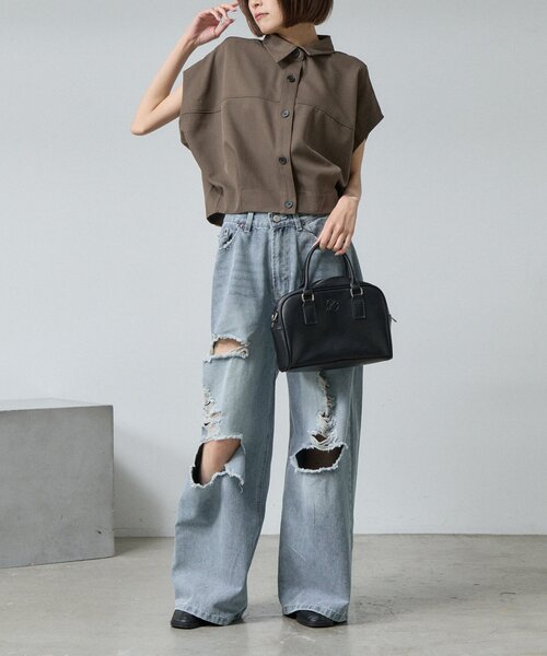 goocy（グーシー）の「【セットアップ対応】クレープデシンコクーンシャツ（シャツ/ブラウス・レディース・ブラック/ブラウン・FREE）」の19枚目の写真